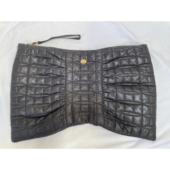 Kate Spade Large Soft Quilted Nylon Bow Zip Carryall Travel Pouch Clutch - Picture 1 of 3